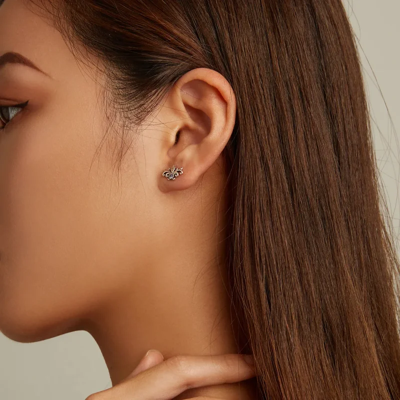 (image for) PANDORA Style Retro Pattern Stud Earrings - BSE578 - View 7