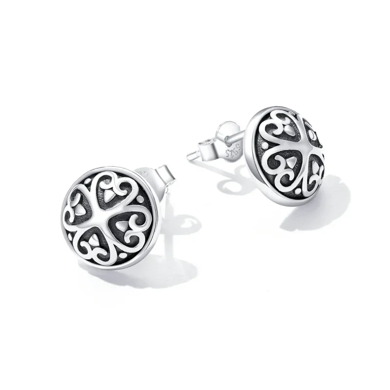 (image for) PANDORA Style Retro Pattern Stud Earrings - SCE1396 - View 3