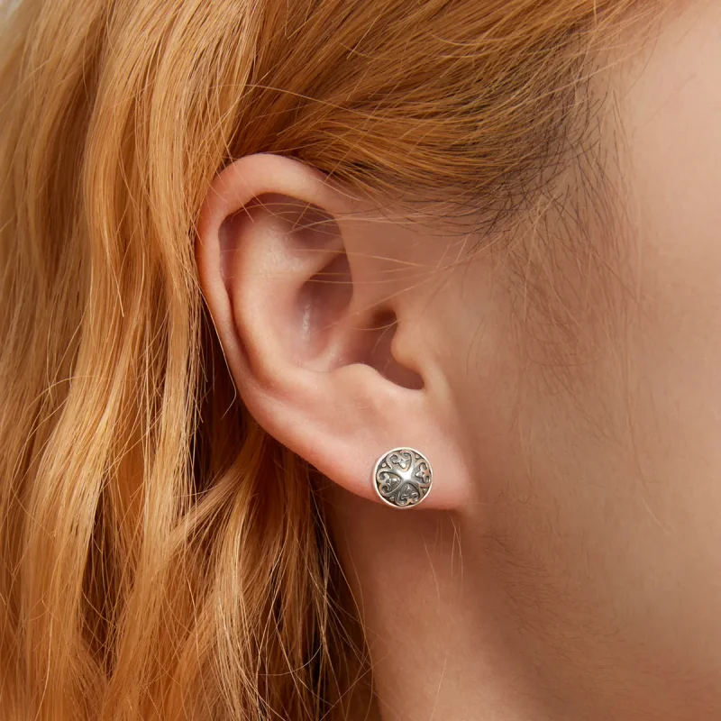 (image for) PANDORA Style Retro Pattern Stud Earrings - SCE1396 - View 6