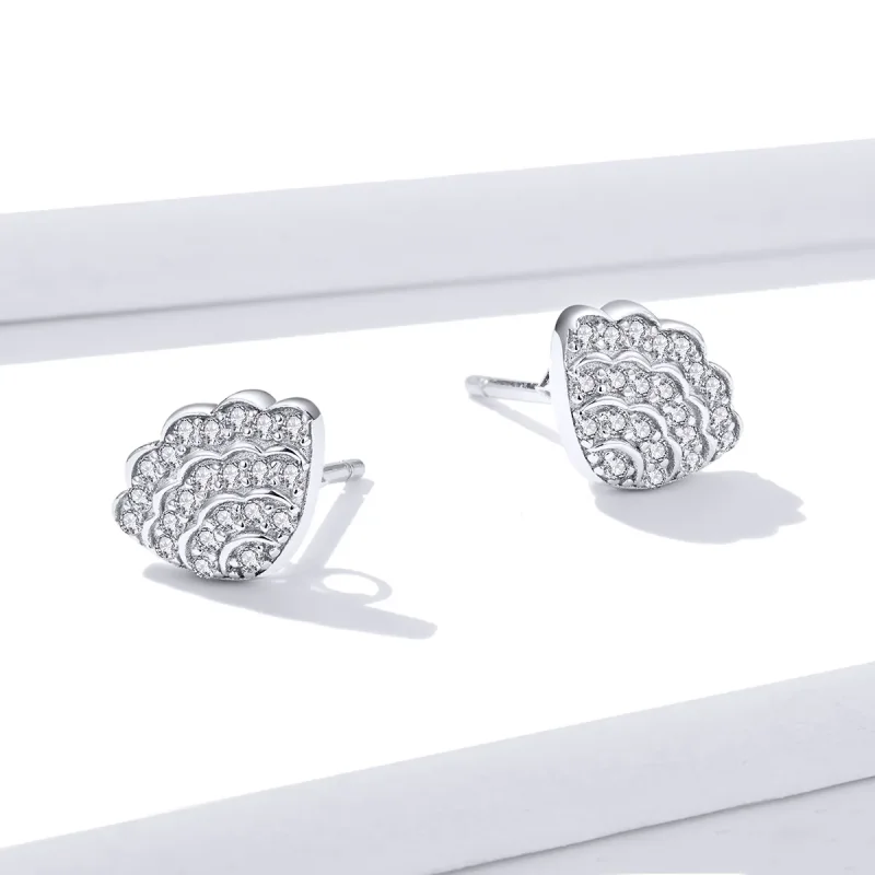 (image for) PANDORA Style Romantic Shell Stud Earrings - BSE342 - View 4