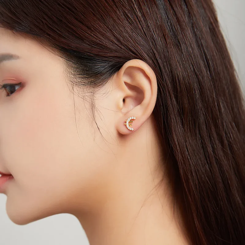 (image for) PANDORA Style Secret Symbol - € Stud Earrings - SCE1074 - View 5