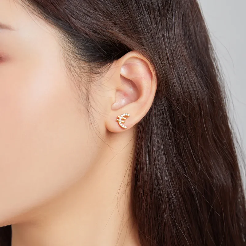 (image for) PANDORA Style Secret Symbol - € Stud Earrings - SCE1074 - View 6