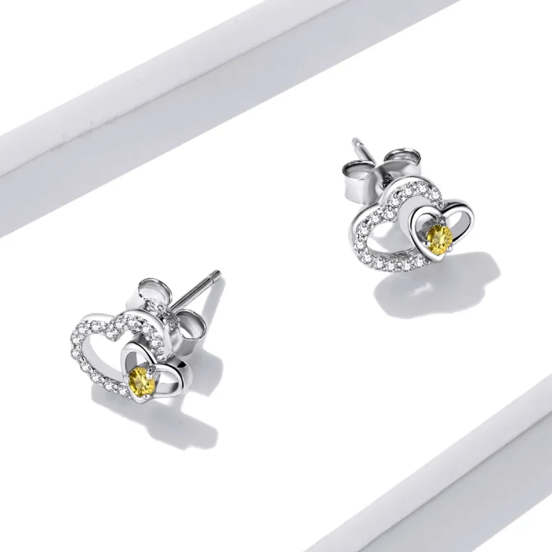 (image for) PANDORA Style Shine Love Stud Earrings - BSE528 - View 4