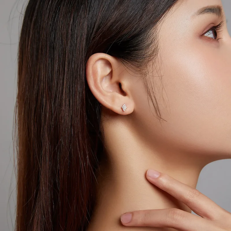 (image for) PANDORA Style Shiny Rhombus Stud Earrings - SCE1222 - View 4