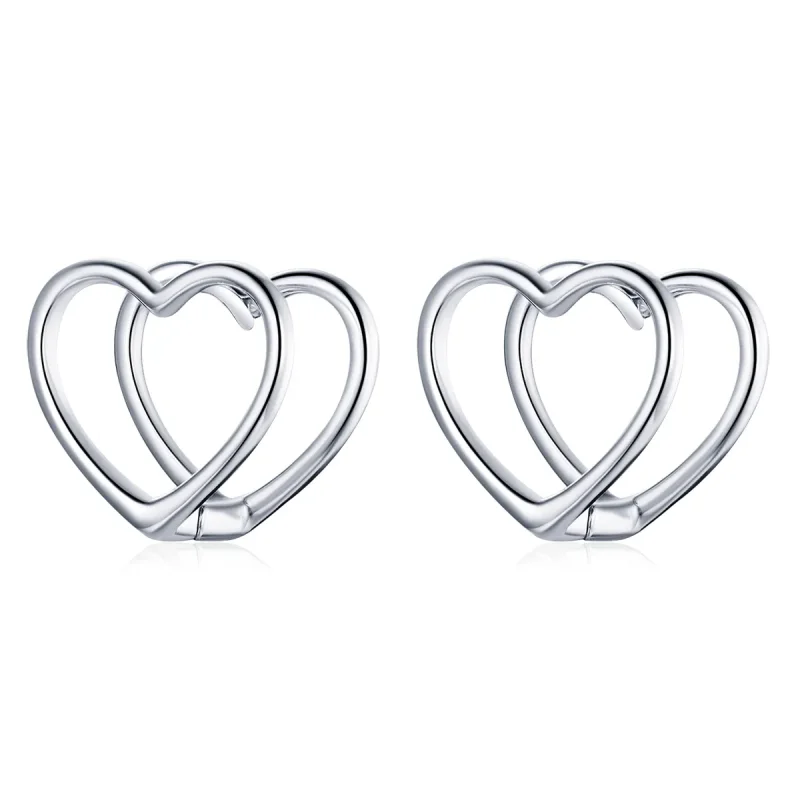 (image for) PANDORA Style Simple - Double Heart Stud Earrings - BSE501 - Product Image