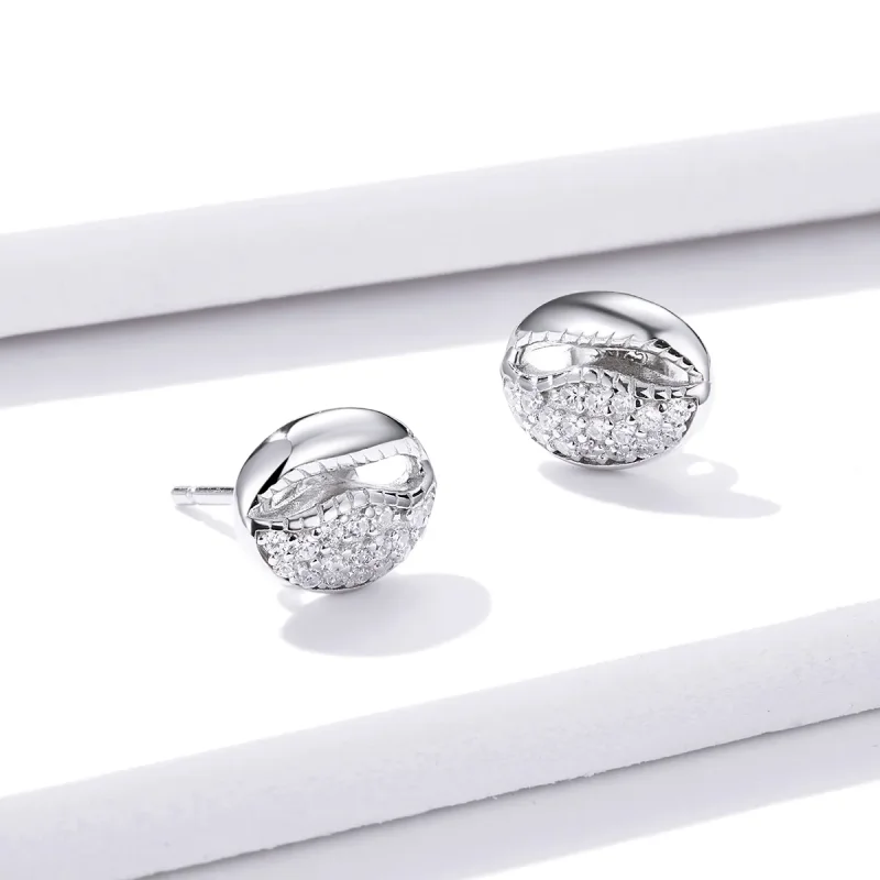 (image for) PANDORA Style Simple Shell Stud Earrings - BSE409 - View 3