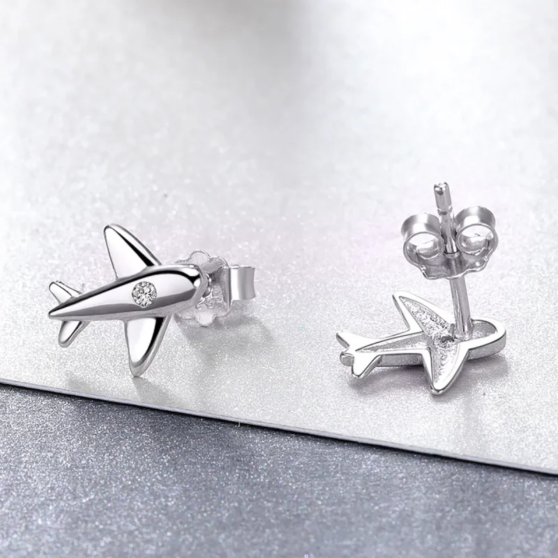 (image for) PANDORA Style Small Airplane Stud Earrings - VSE153 - View 4