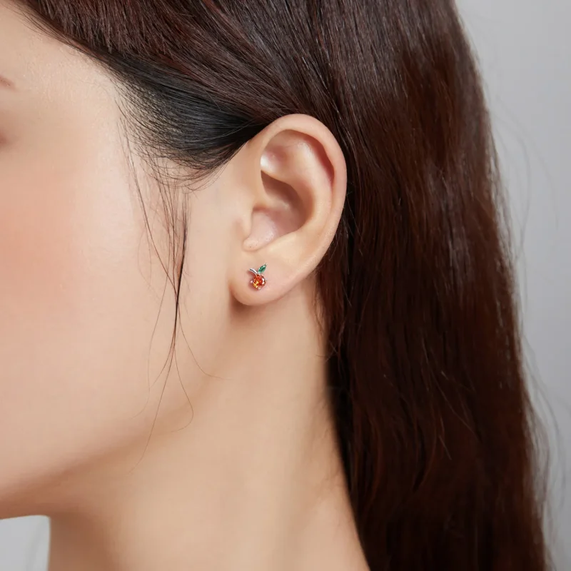 (image for) PANDORA Style Summer Sweetheart - Orange Stud Earrings - BSE493 - View 3