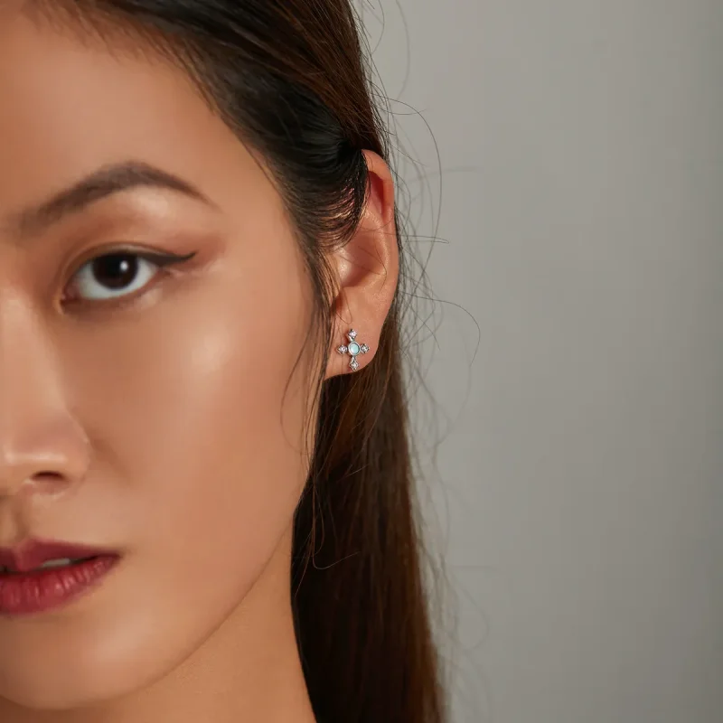 (image for) PANDORA Style Vintage Cross Stud Earrings - BSE555 - View 6