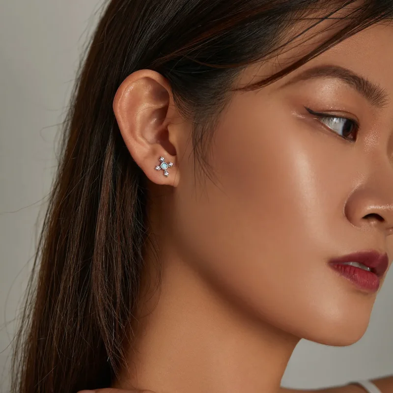 (image for) PANDORA Style Vintage Cross Stud Earrings - BSE555 - View 8