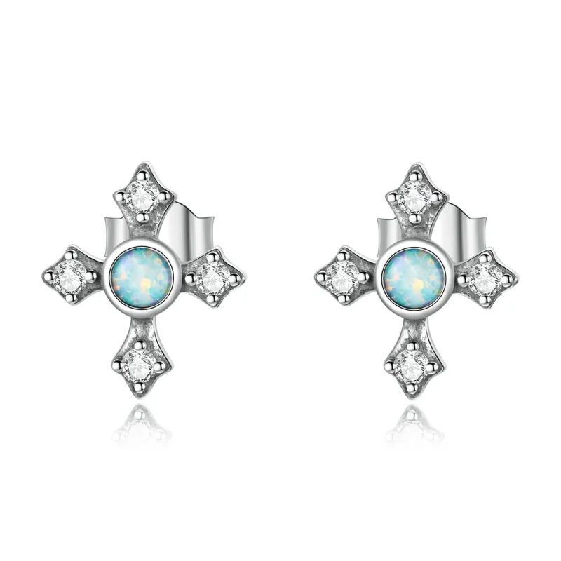 (image for) PANDORA Style Vintage Cross Stud Earrings - BSE555 - Product Image