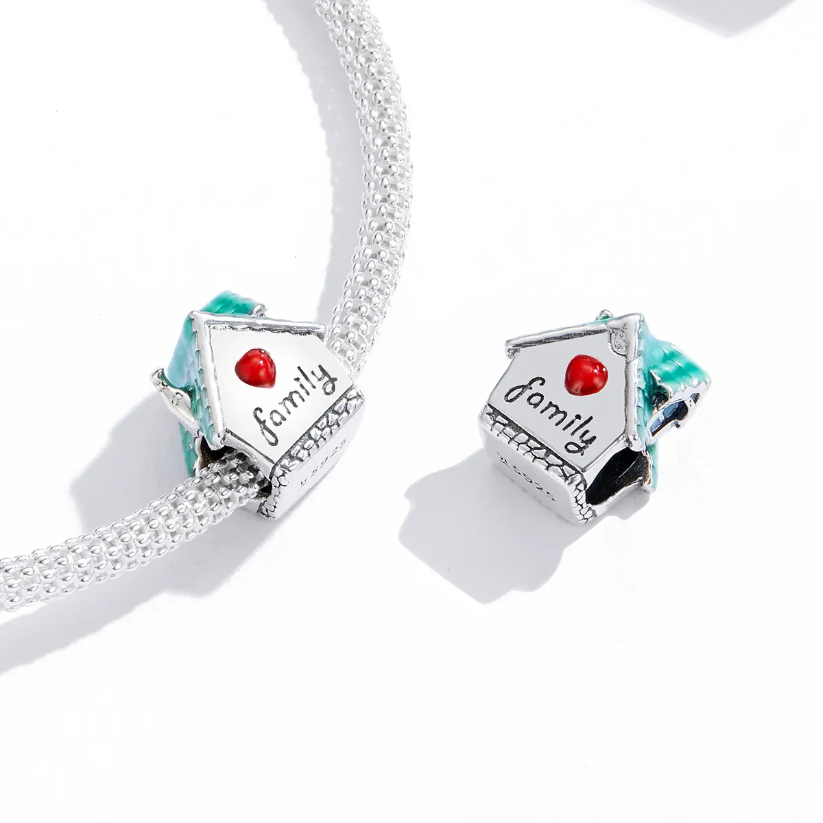 Pandora Style Silver Charm, Cozy Cottage, Multicolor Enamel - SCC1518