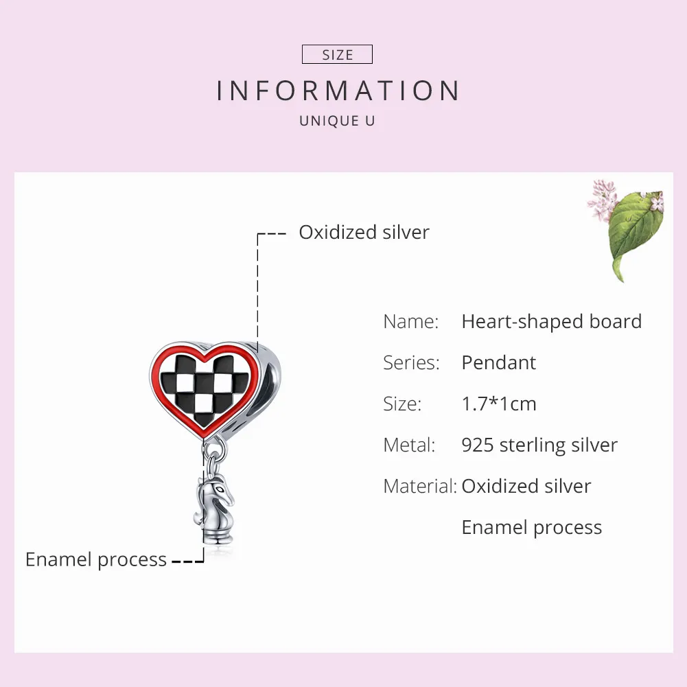 Pandora Style Silver Charm, Heart-Shaped Board, Multicolor Enamel - SCC1833