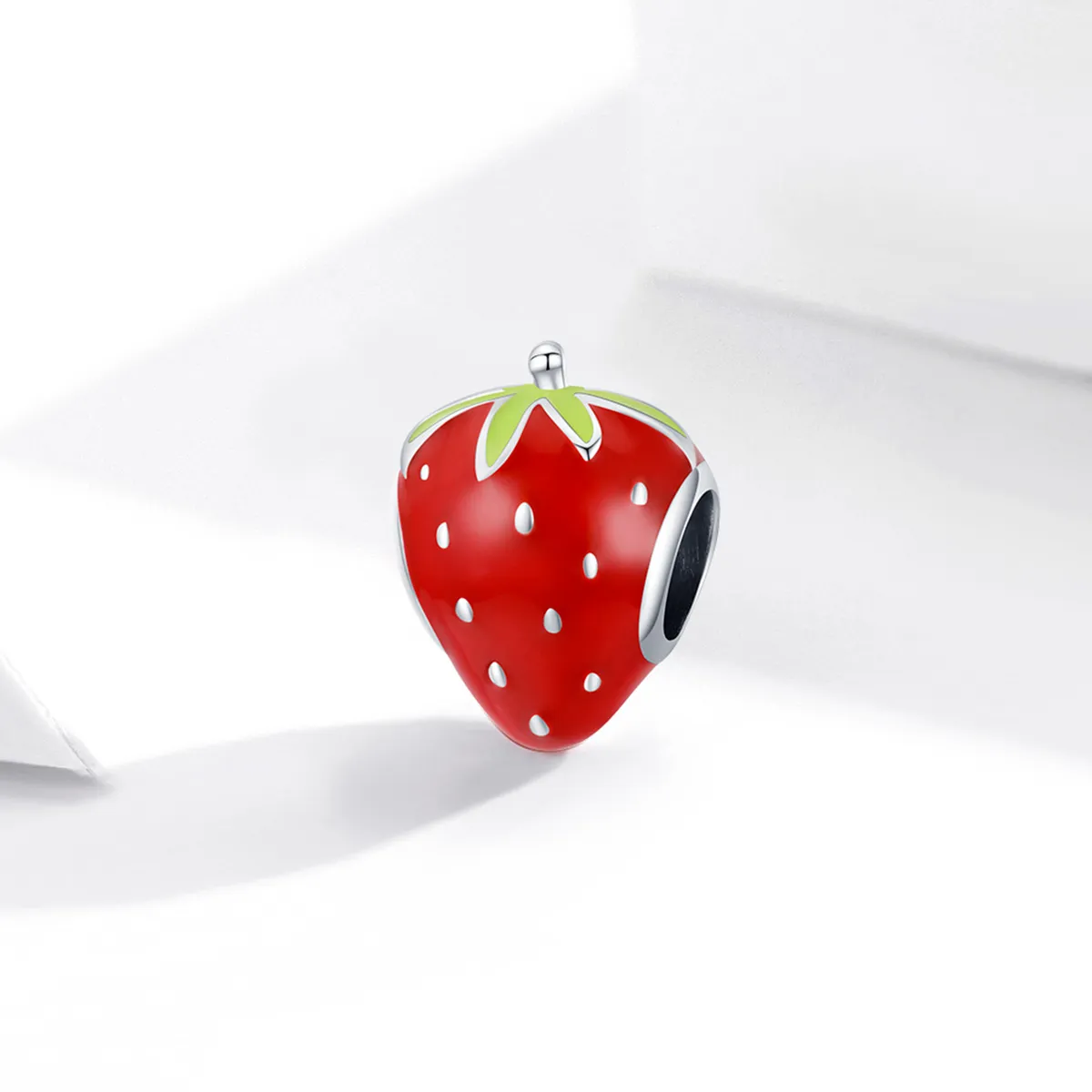 Pandora Style Silver Charm, Lovely Strawberry, Multicolor Enamel - SCC1839