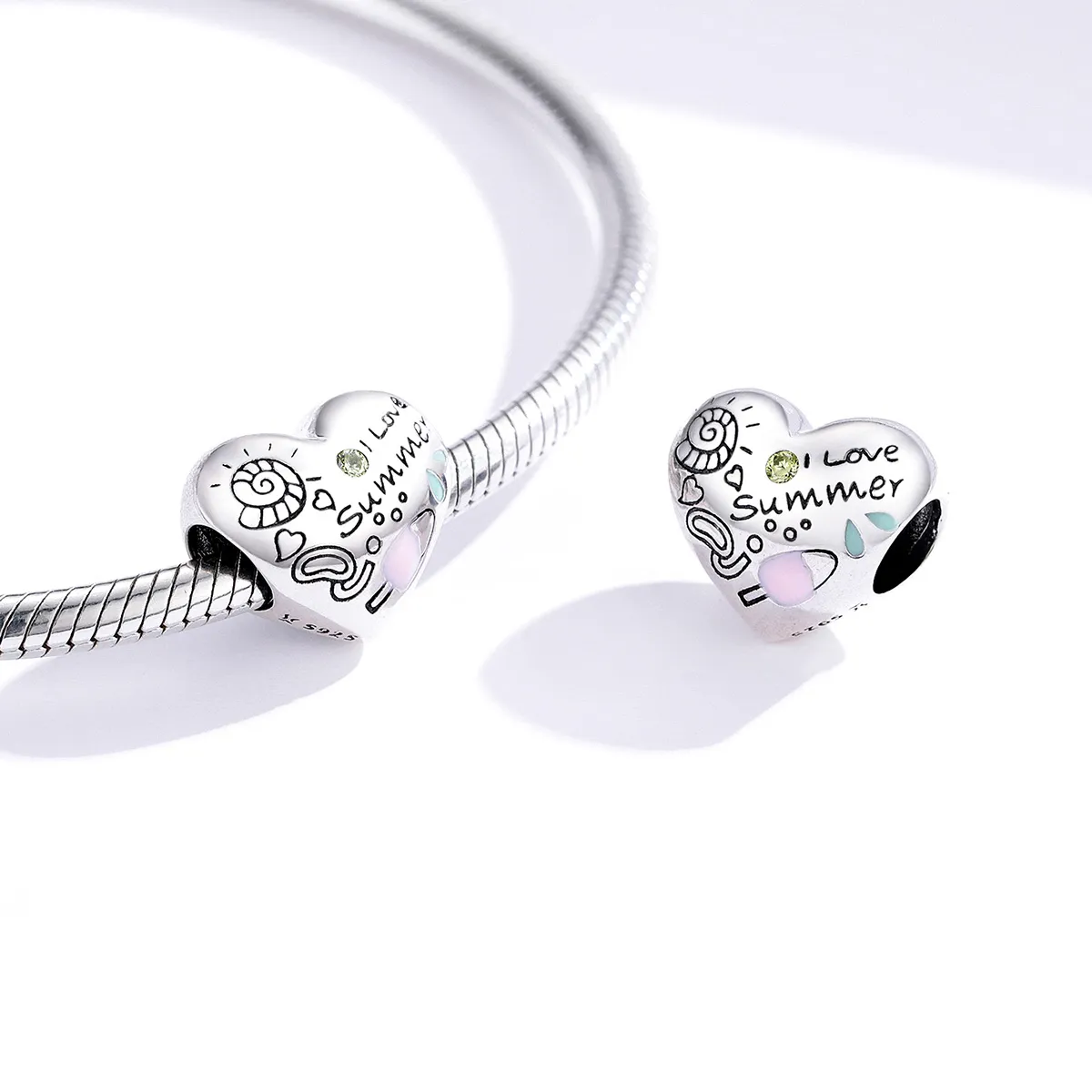 Pandora Style Silver Charm, Summer Graffiti, Multicolor Enamel - SCC1529