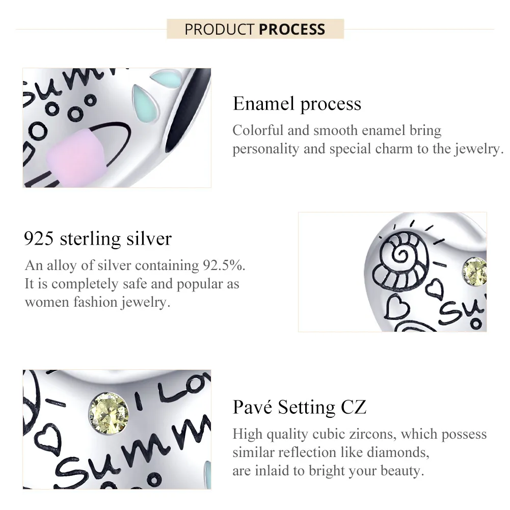 Pandora Style Silver Charm, Summer Graffiti, Multicolor Enamel - SCC1529