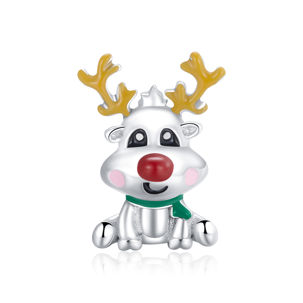 pandora style christmas reindeer charm bsc375