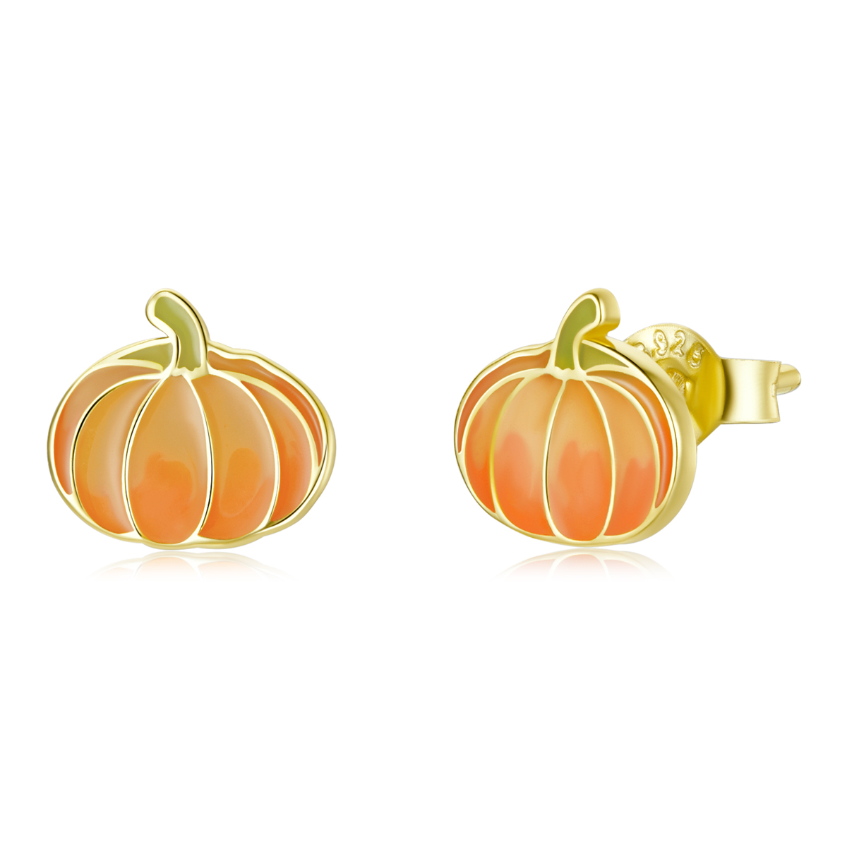 pandora style pumpkin stud earrings sce1246