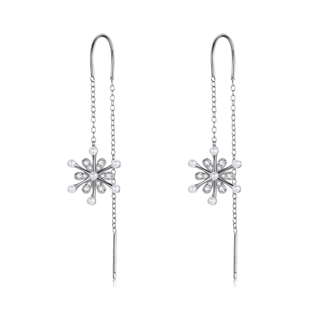 pandora style snowflakes drop earrings sce1305