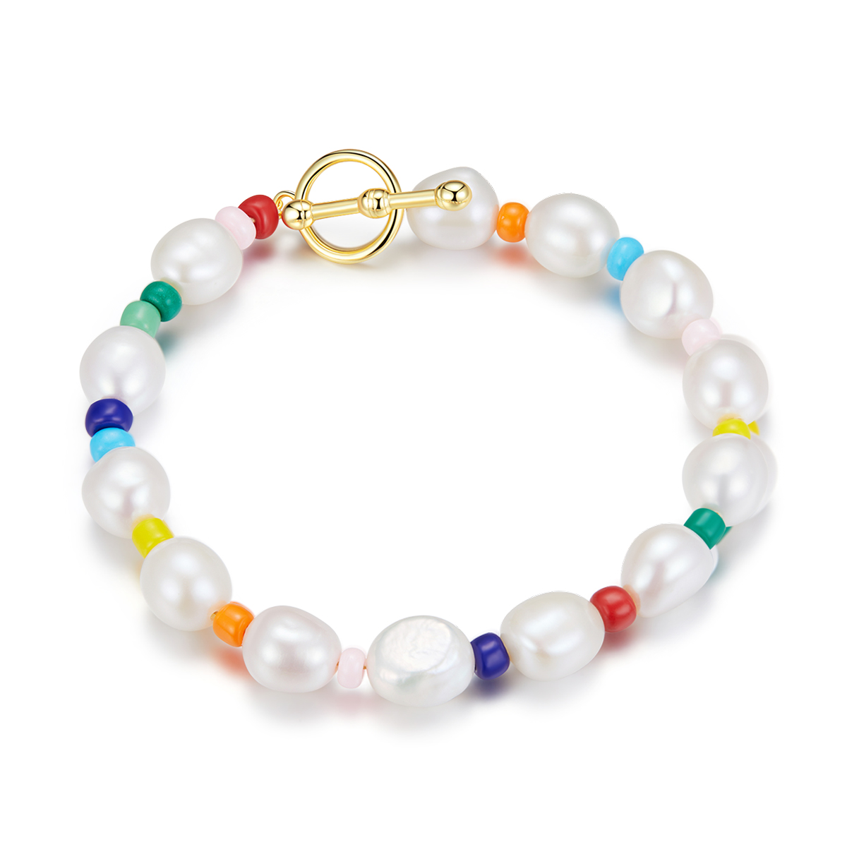 pandora style rainbow pearl bracelet bsb074