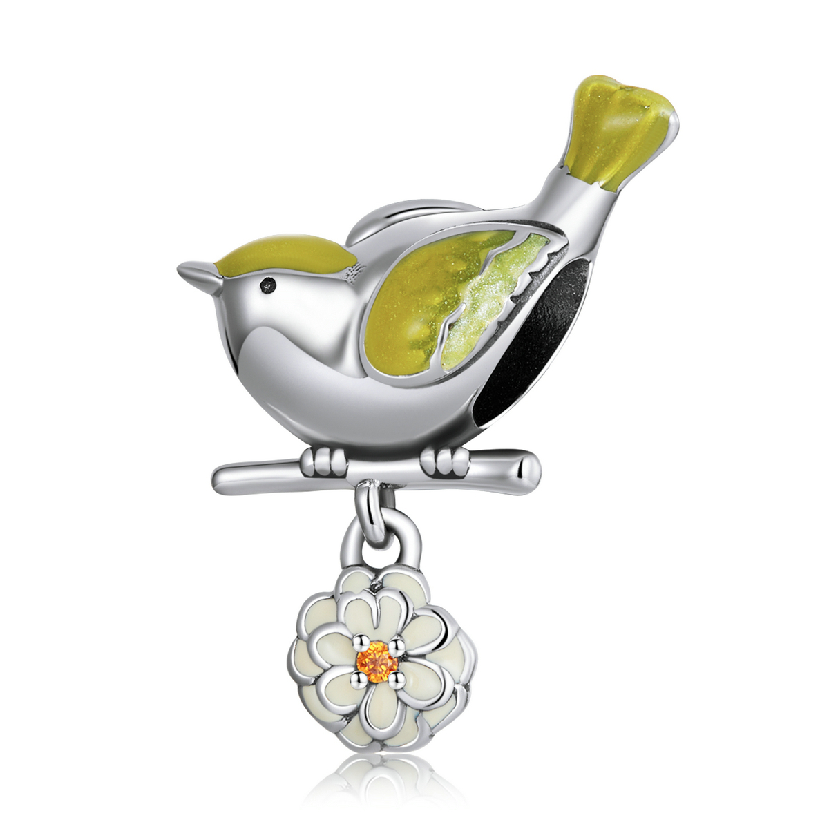 pandora style birds and flowers beginning of spring charm scc2191