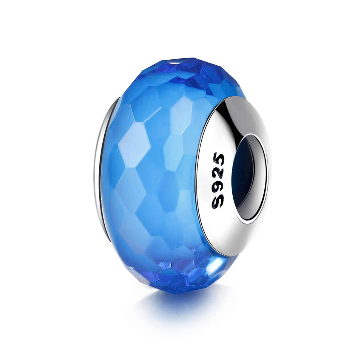 pandora style blue facet murano glass bead charm scz037