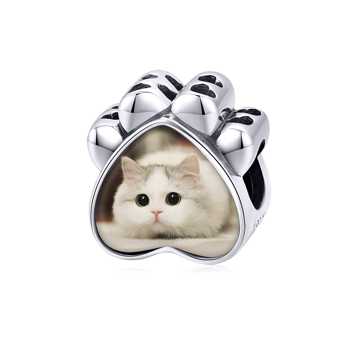 pandora style cat paw personalized photo charm scc1436