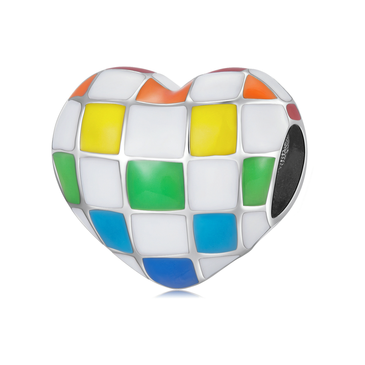 pandora style love rainbow checkerboard charm scc2131