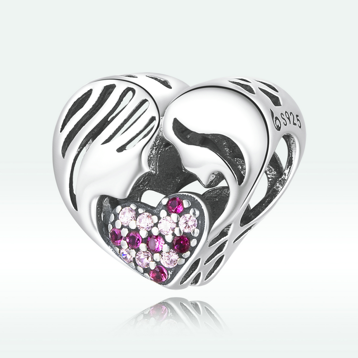 pandora style mother and daughter love silhouette charm bsc575