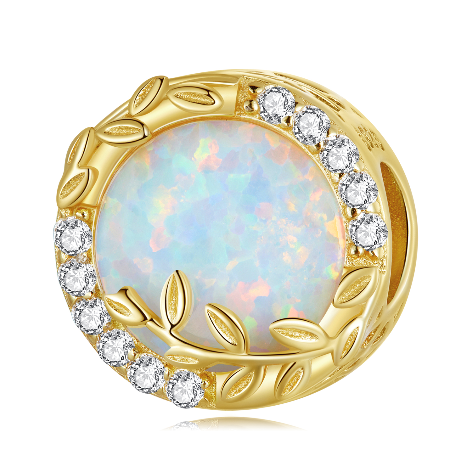 pandora style opal leaf charm bsc671