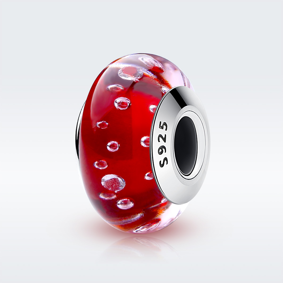 pandora style red murano glass charm scz027