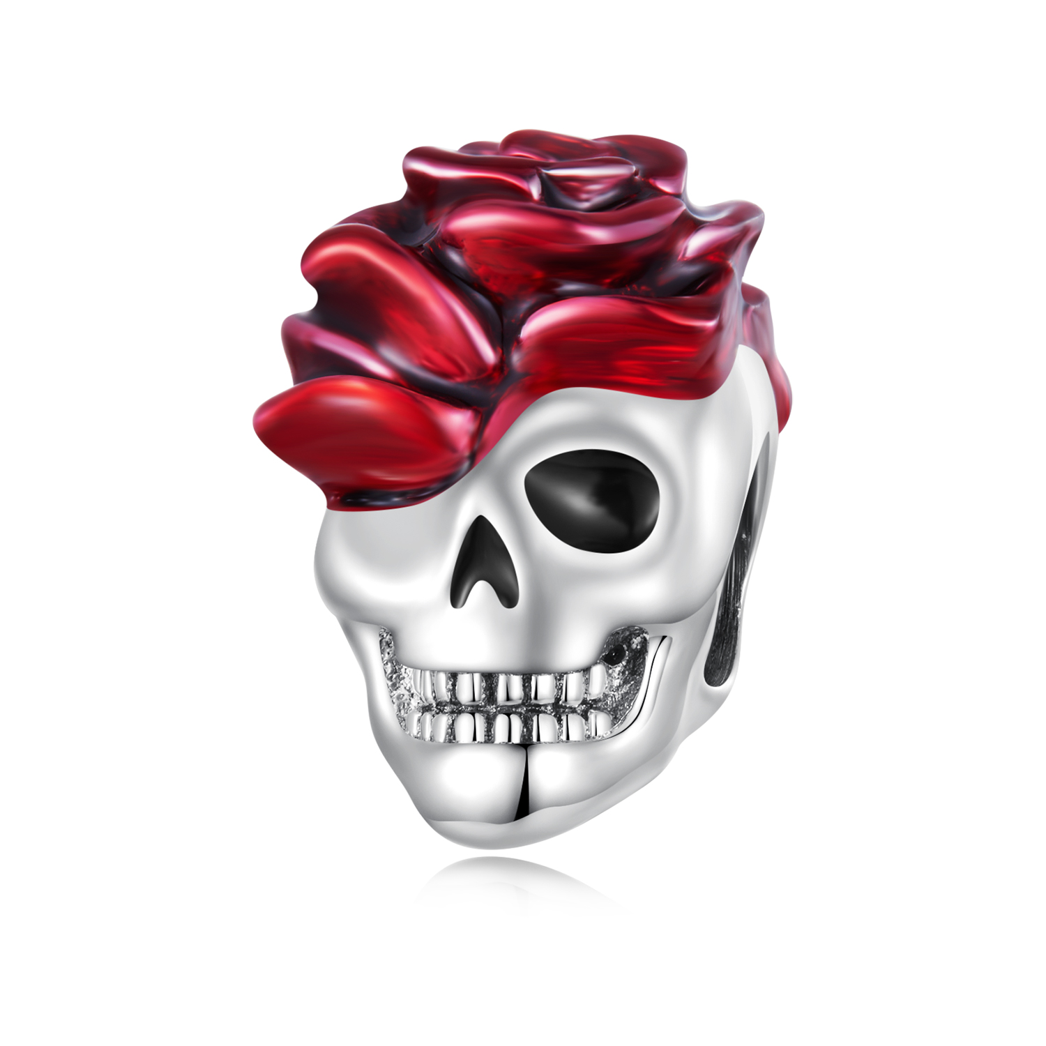 pandora style rose skull charm scc2403