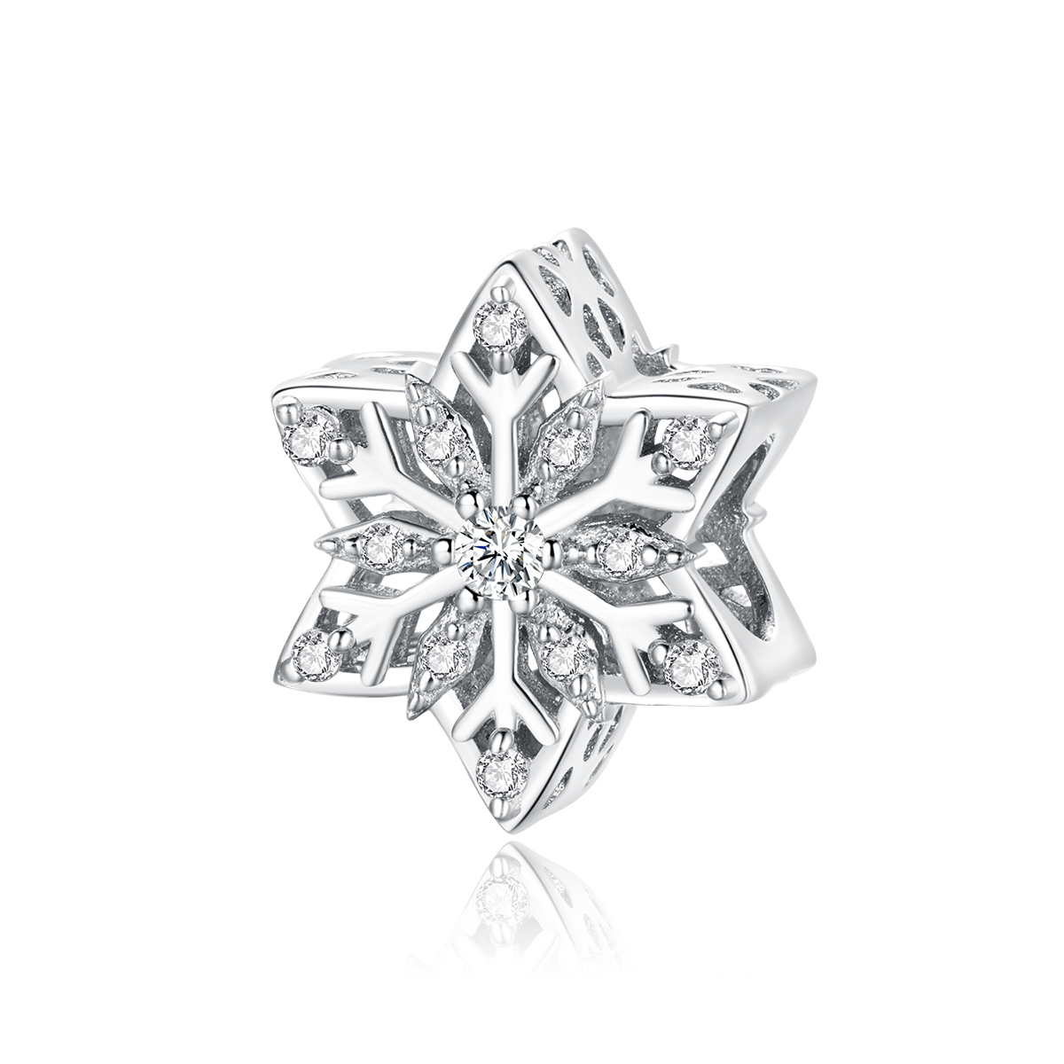 pandora style shiny snowflakes charm bsc368