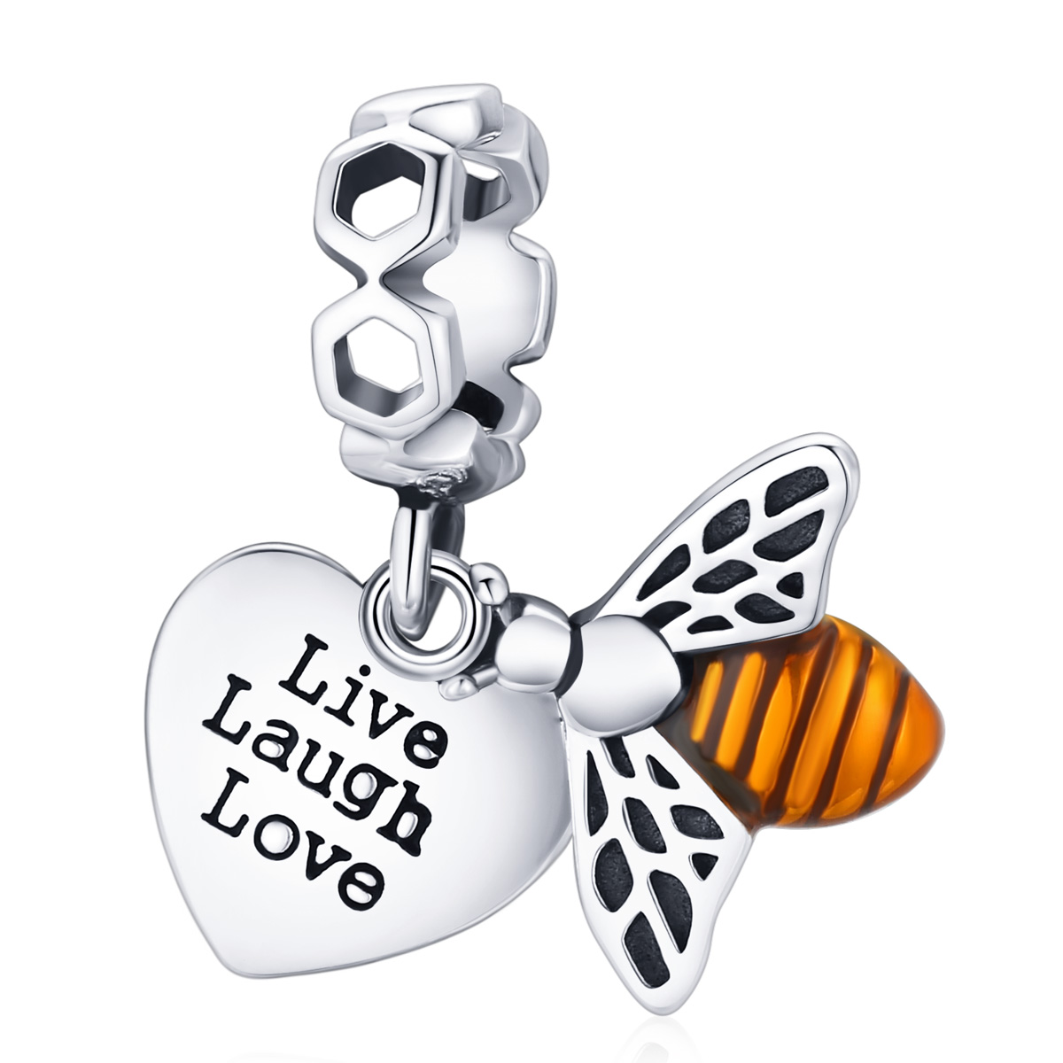 pandora style bees and hearts dangle charm bsc495