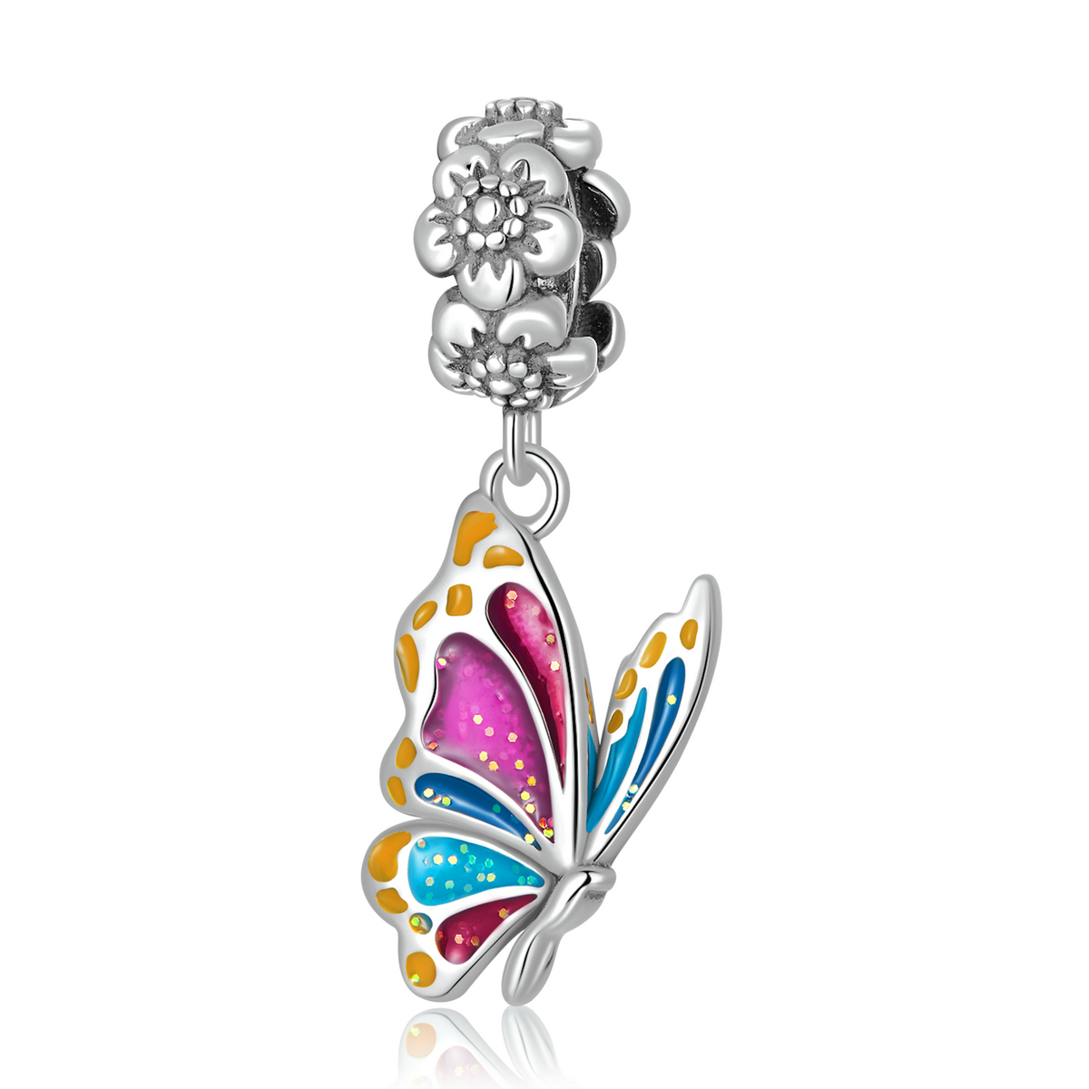 pandora style colorful butterfly dangle charm scc2216