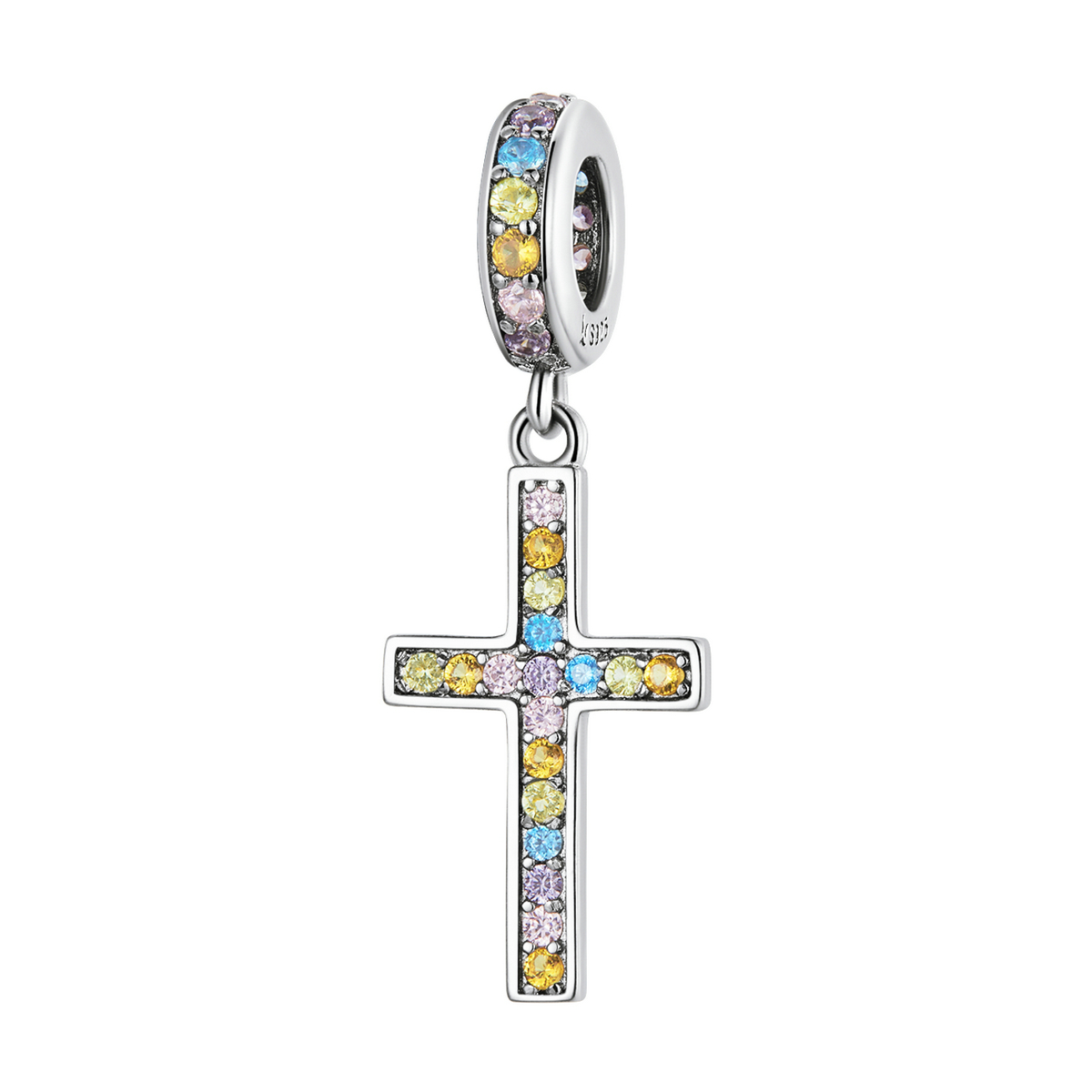 pandora style colorful cross dangle charm scc2156