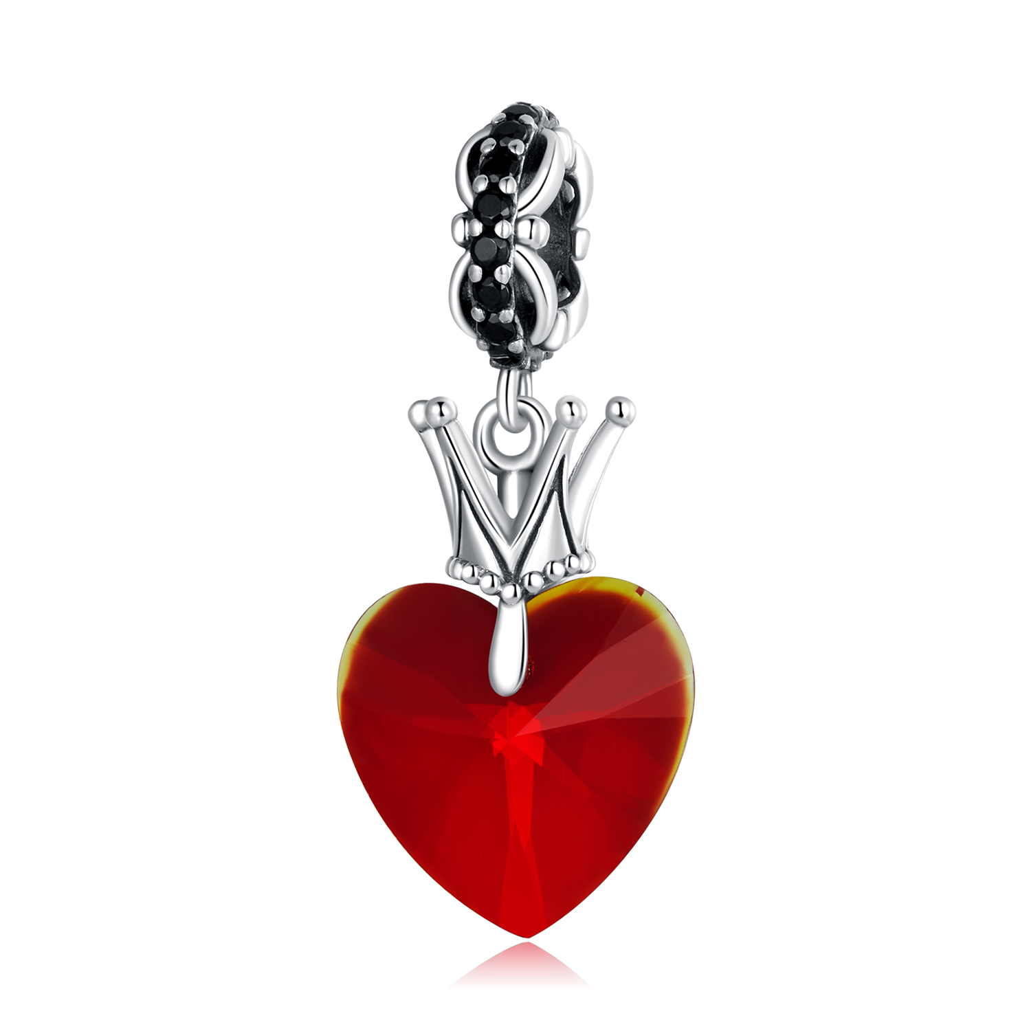 pandora style crown heart dangle charm scc2247
