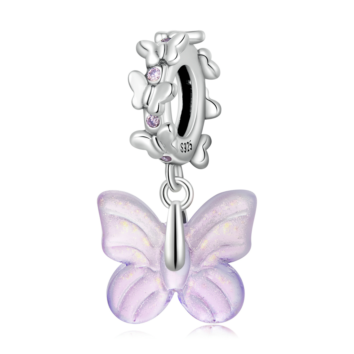 pandora style glass butterfly dangle charm scc2087