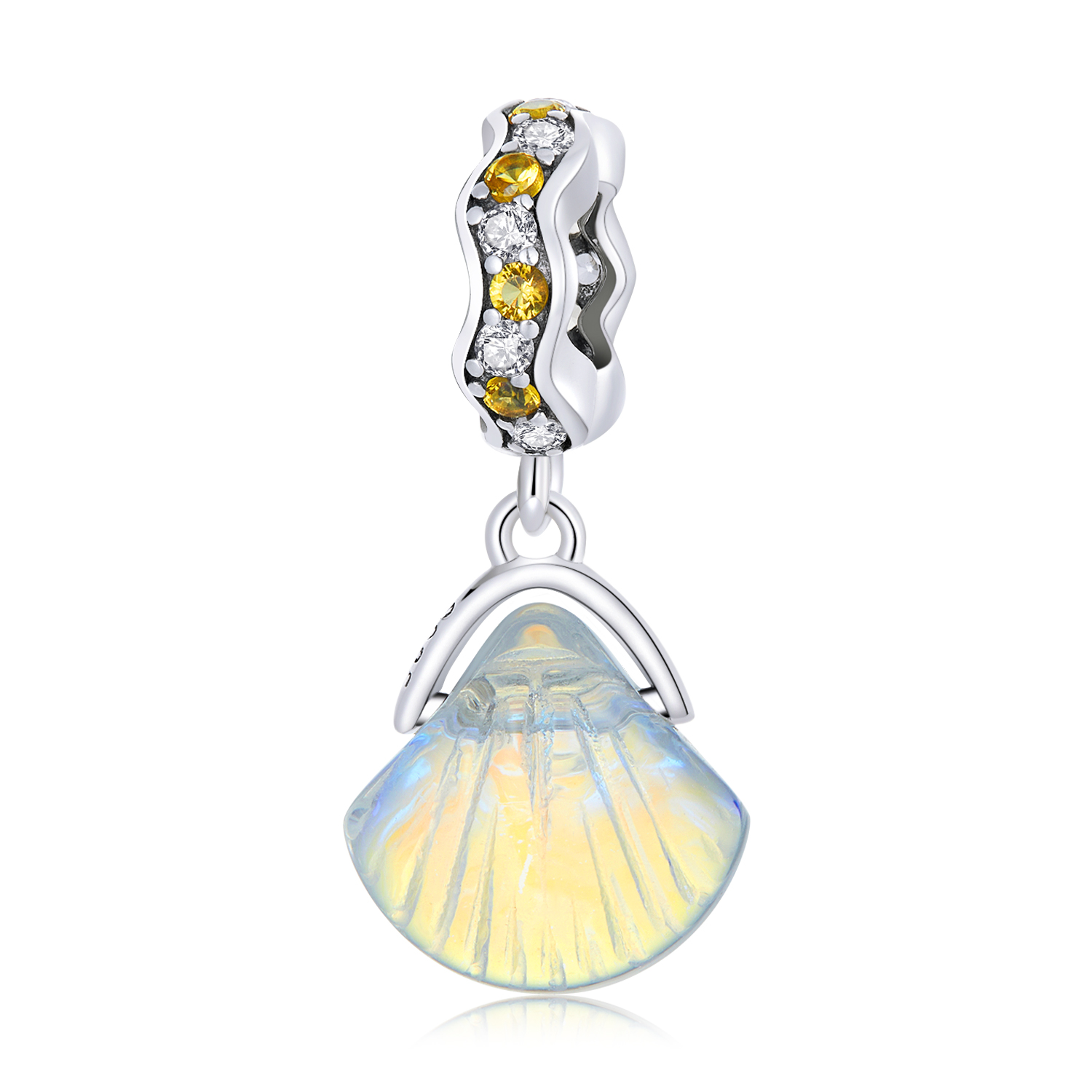 pandora style glass shell dangle charm scc2211