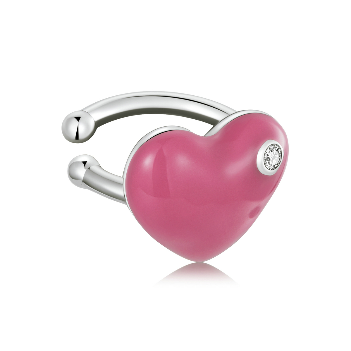 pandora style rose red heart ear clip sce1362