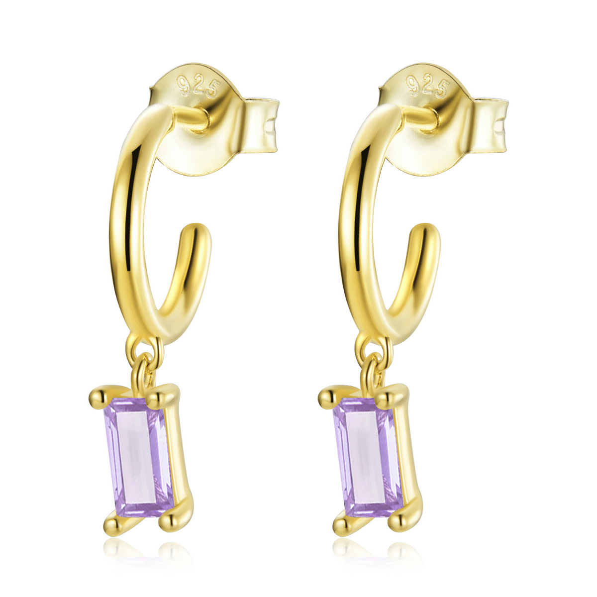 pandora style bright cubic zirconium violet drop earrings sce1242 vt