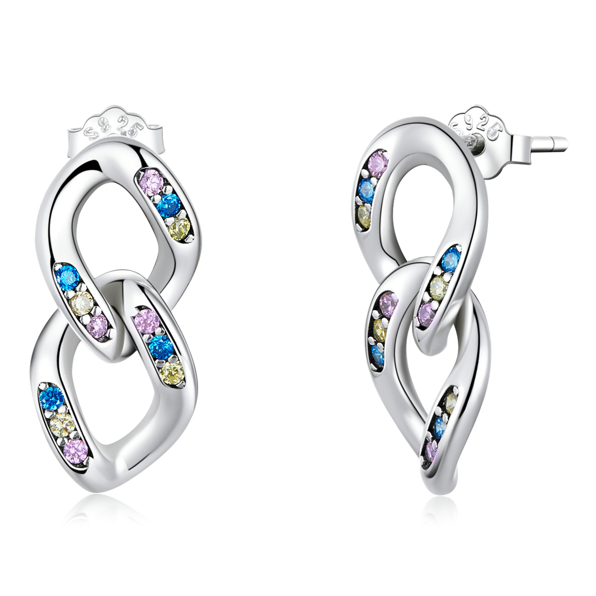 pandora style double chain drop earrings sce1377