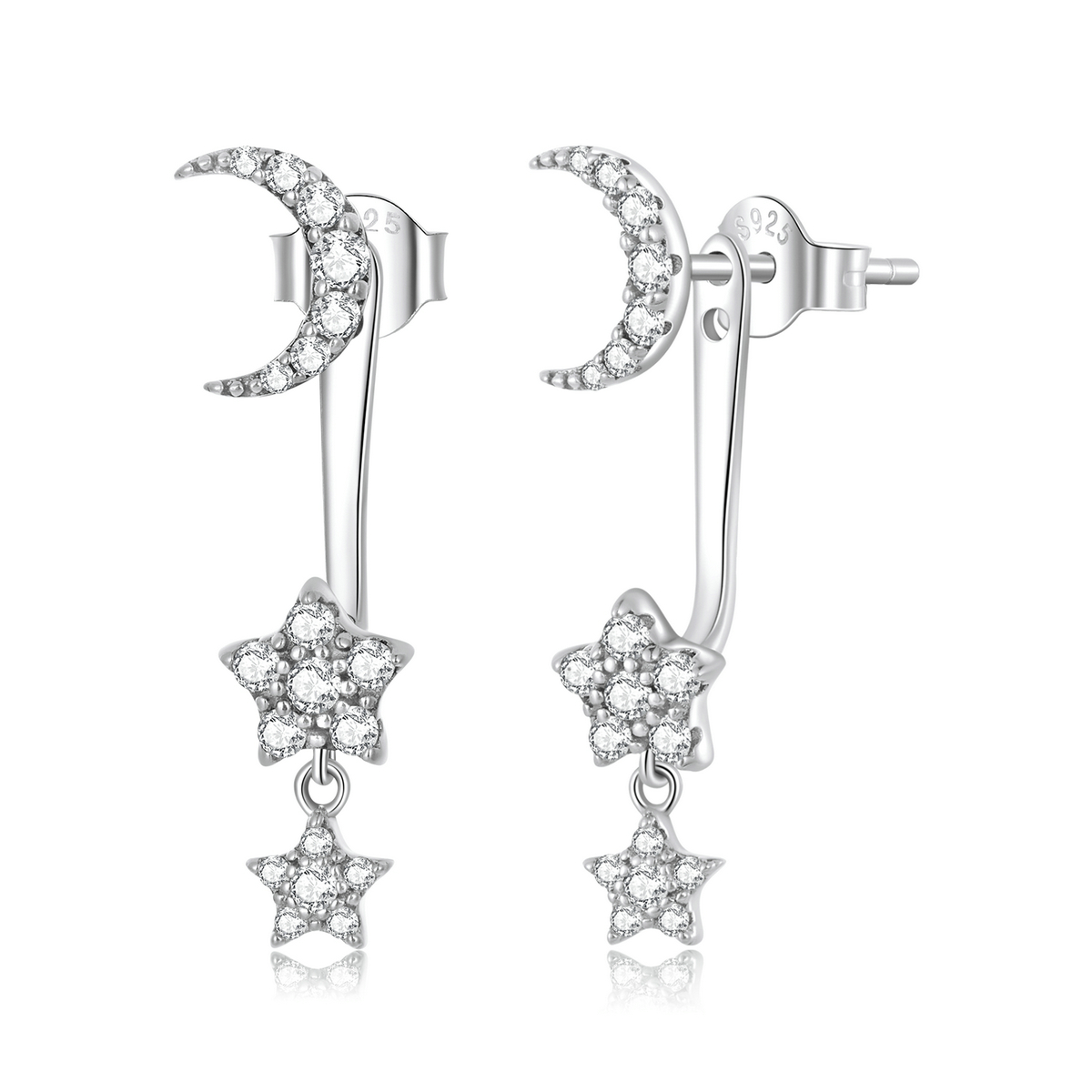 pandora style exquisite star and moon drop earrings sce1395