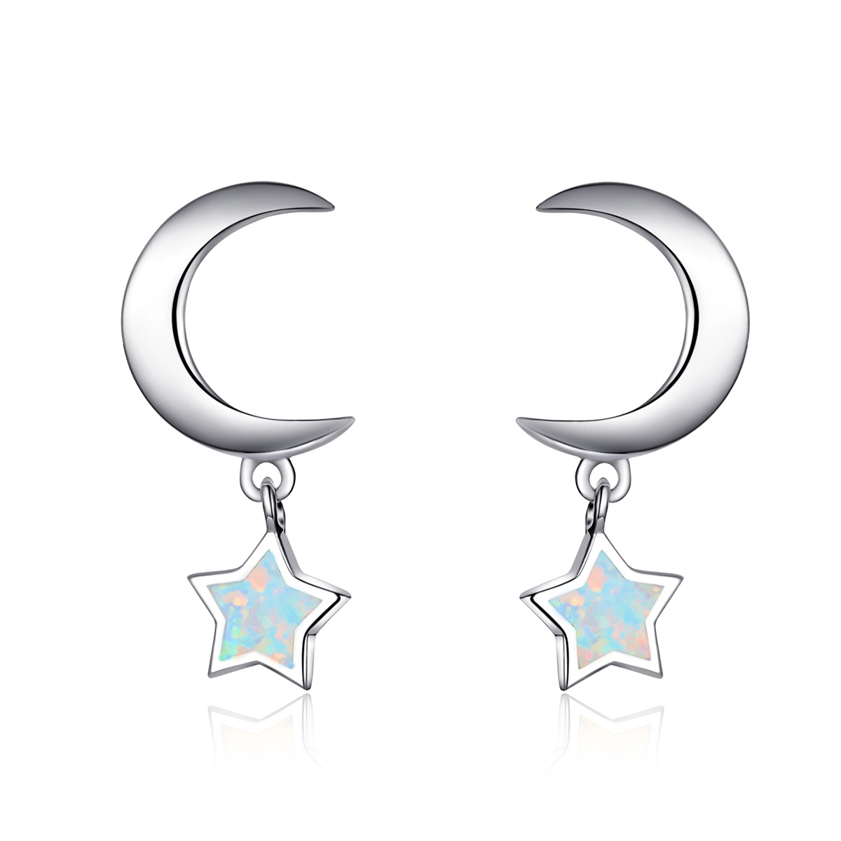 pandora style moon and star opal drop earrings sce707