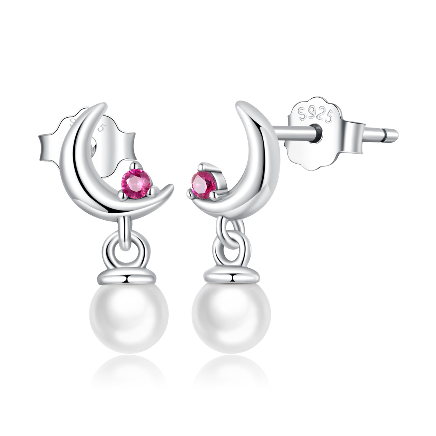 pandora style pearl moon drop earrings sce1430