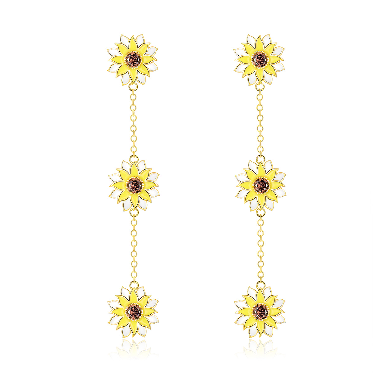 pandora style sun flower drop earrings bse187
