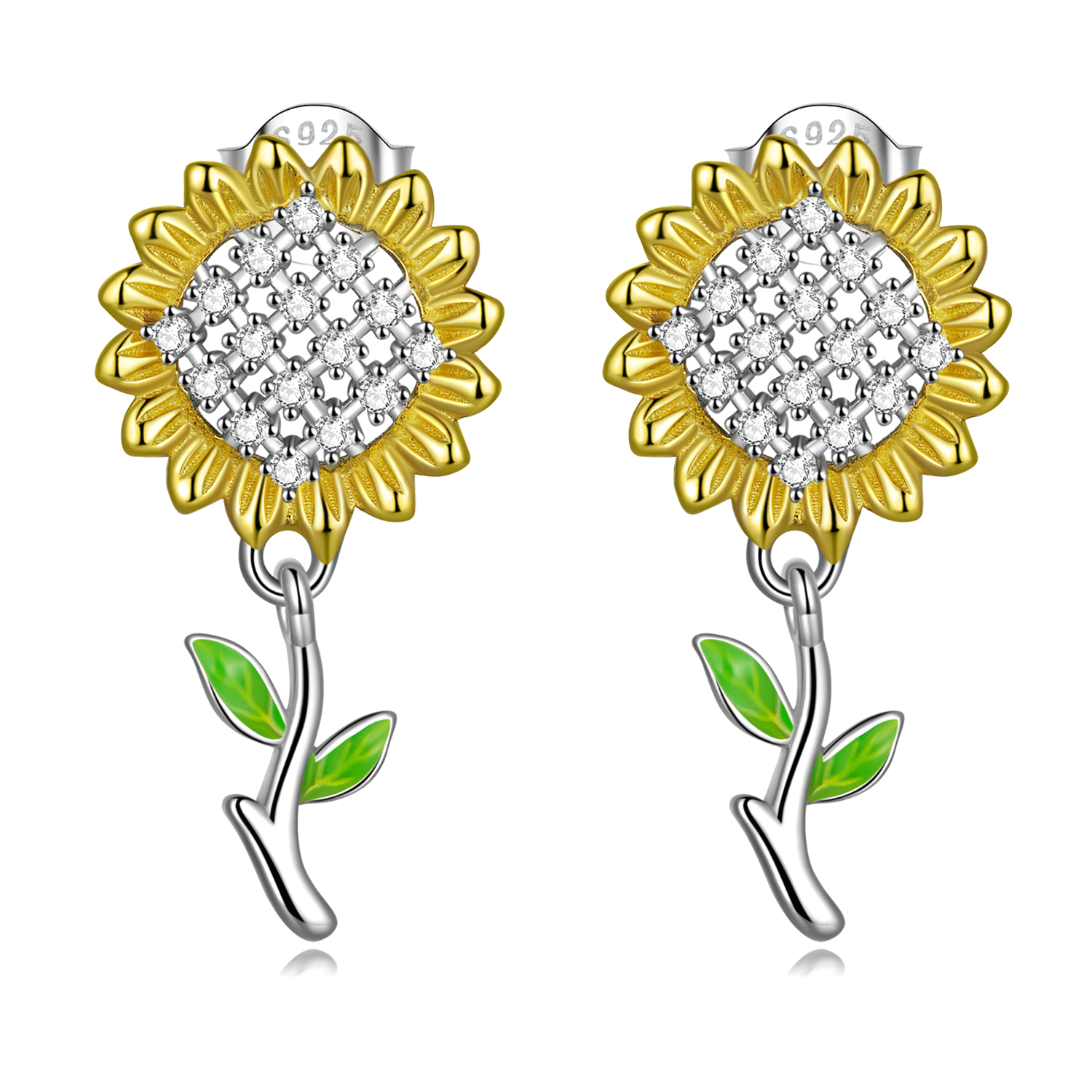 pandora style sunflower drop earrings sce1471