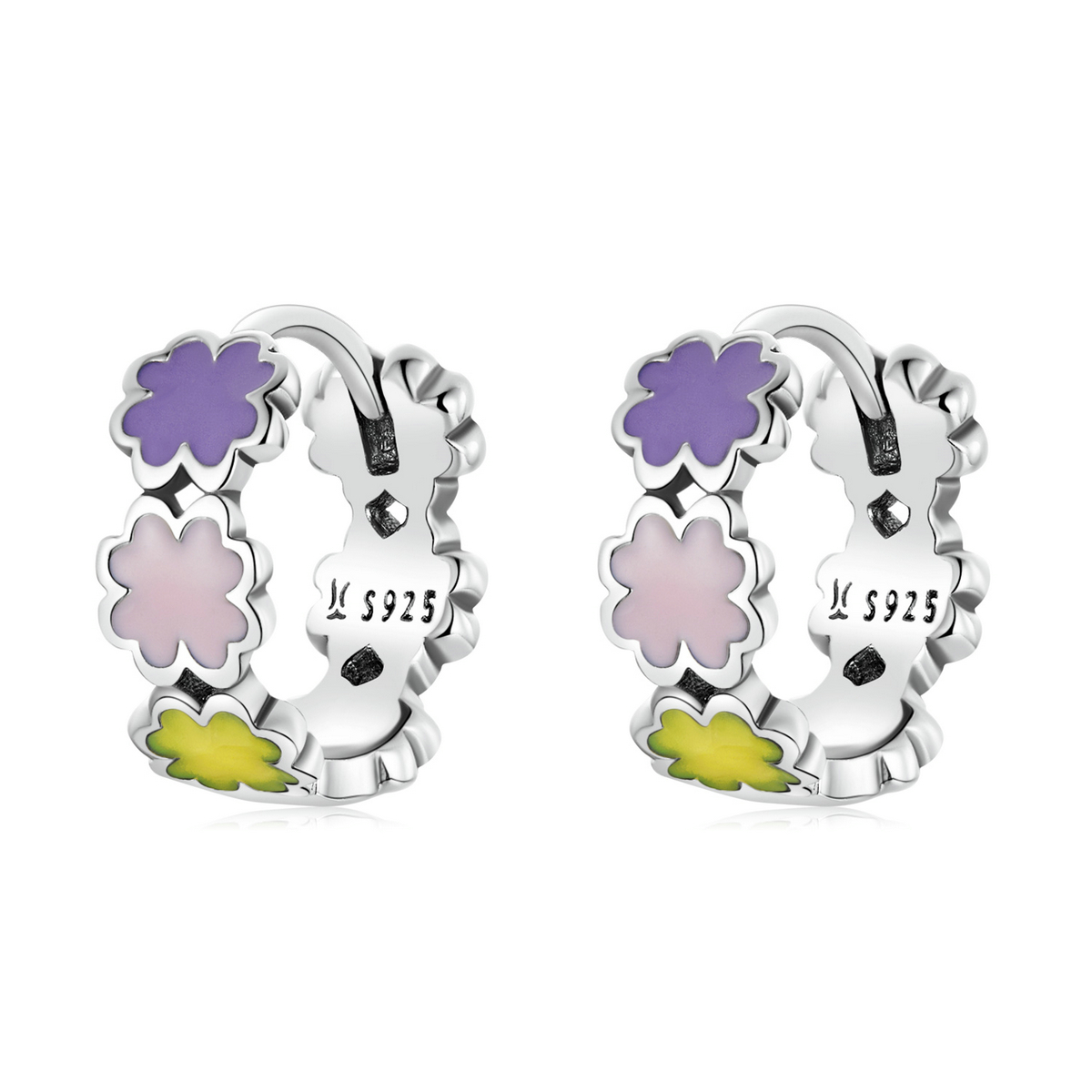 pandora style colorful clover hoop earrings sce1343