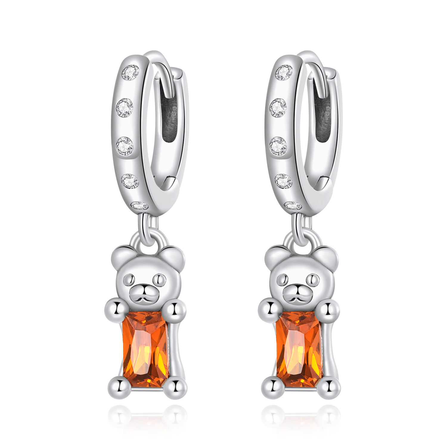 pandora style cute bear hoop earrings sce1399