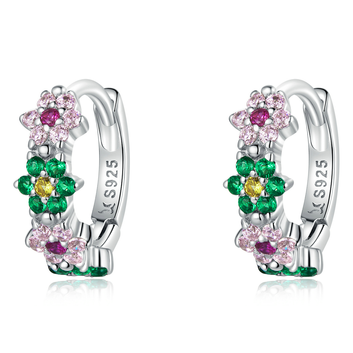 pandora style delicate flowers hoop earrings sce1320